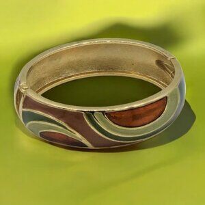 EUC Vintage Retro Enamel Swirl Clamper Bracelet